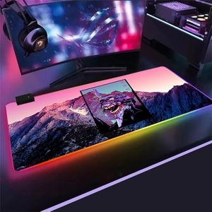 EVA Gamer LED Computador Mousepad Anime Evangelion RGB Gaming Grande Mouse Pad com Retroiluminado Levado Mouse Pad Teclado Mouse Pad Presente