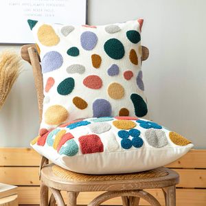 ins style cotton towel embroidered pillow cushion canvas pillowcase without core car waist hold pillows sofa cushions cover custom 42*42cm