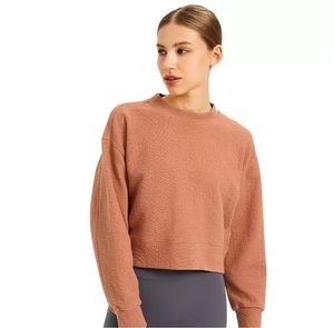L-122 Kadın Hoodies Rahat Fit Tişörtü Yoga Kıyafetler Saf Pamuk Sonbahar Ve Kış Sporları Coat Ceket Eğlence Uzun Kollu Gömlek Tops