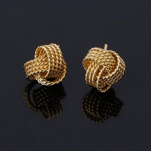 Klassische silbrig-goldene verdrehte Liebesknoten-Kugel-Ohrringe für Damenschmuck