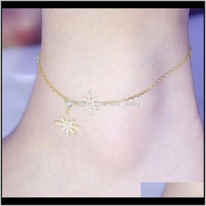 Anklets Drop Delivery 2021 Baoyocn Fashion Pure 925 Sterling Sier Meteorites Stars Anklet For Women 3 Gold Colors Ankle Chain Leg Bracelet Fo