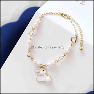 Charm Bracelets Jewelry Bracelet Little Sweet Rabbit Temperament Simple Student Girl Style B4018 Drop Delivery 2021 Ftnho
