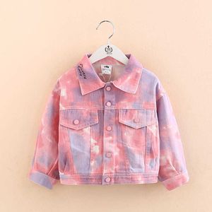 Autumn Spring Fashion 2 3 4 6 8 10 12 Years Children Clothing Pocket Colorful Denim Camouflage Jacket For Kids Baby Girls 210529