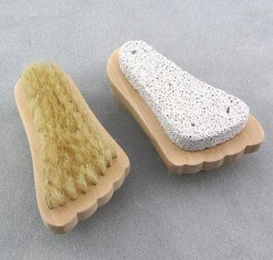 Natural Bristle Brush Foot Exfoliating Dead Skin Remover Pumice Stone Feet Wooden Cleaning Brushs Spa Massager 10CM DD230