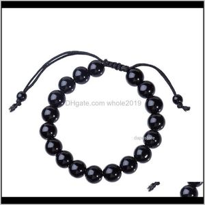Beaded, Strands Drop Delivery 2021 Obsidian Beaded Bracelets Men Hematite Rope Woven Infinity Charm Bracelet For Women Jewelry Personal Aesso