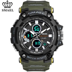 Smael Mężczyźni Zegarek Wojskowy Wodoodporny Dorywczo Sport LED Elektroniczne Zegarki Wrist dla Mężczyzna Relogio Masculino Dual Display Watch X0524