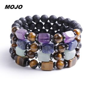 Klassisk design Populära Mans Lava Pärlor Strands Chakra Armband Power Stone Bracelets Smycken