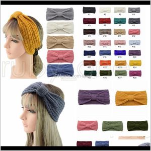 Event Festive Supplies Home Garden Drop Delivery Colors Winter Knitted Headband Women Ear Warmer Knot Hairband Lady Crochet Wide Stre