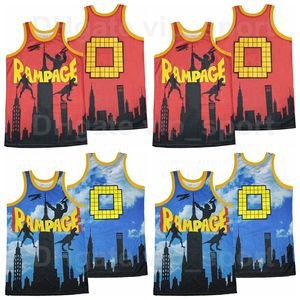 City the Video Game Retro 0 Rampage Basketballtrikot SKYLINE Vintage Rot Teamfarbe Blau All Ed Sport Atmungsaktiv Top Qualität im Angebot