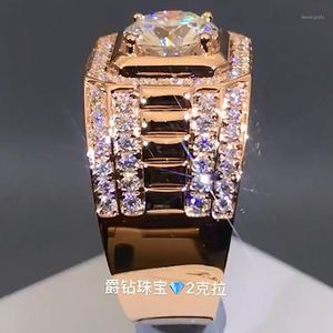 Cluster Rings 10K Rose Gold 1 2 3 4 5 Round Moissanite Diamond Ring Men Wedding Party Anniversary Engagement Casual Sporty1