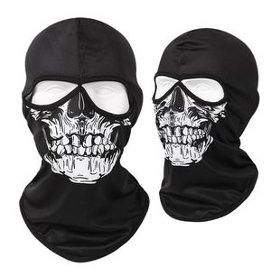 Skull Balaclava Cap Army Tactical 2 Hole Full Face Mask Skidcykel Fotvandring Skyddande Kepsar Halloween Party Skelett Ghost Hood Ice Silk Cooling Sport Hattar