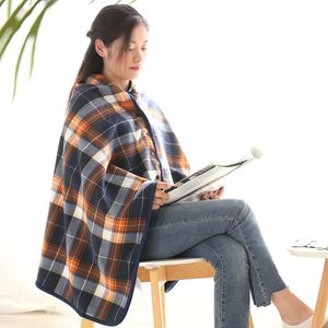 Wearable Blanket Soft Warm Cozy Fleece Shawls Flannel Throw Blankets Button Closure Grid Stripe Lattice Shawl Snuggle Throwing for Sofa Ocean Delivery YL0351