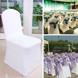 Beyaz Spandex Sandalye Kapak 50 adet / 100 adet Streç Polyester Spandex Slipcovers Ziyafet Yemek Parti Düğün Sandalye Kapakları Için