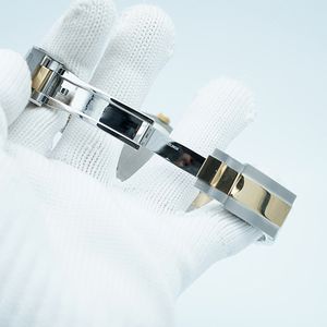 Lume Two Tone Menは高品質の自動36mm滑らかなベゼルブラックダイヤルFlod Clasp Sapphire Glass Mens Wristwatches248dを見る