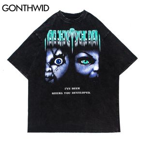 Oversized Tees Shirts Distressed Punk Rock Gothic T-shirts Streetwear Hipster Hip Hop Fashion Mens Casual Tshirts Toppar 210602