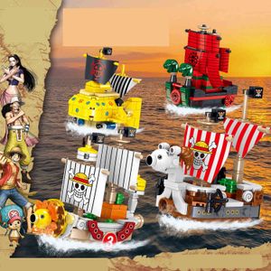 4 Stile One Piece Anime Personaggio dei cartoni animati Modello di nave assemblato Blocchi di costruzione Action Figure Doll Giocattolo per bambini Regalo di Natale Q0723