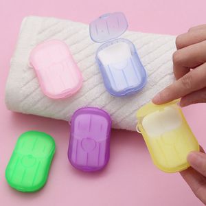 20 pçs / set viagem portátil Mini Soap Papel MOQ 1000Sets Aromaterapia Hand Wash Sabonetes de Banho Viajando Ferramentas de Lavagem Base Embalado Acessórios de Banho DHL