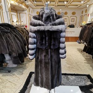 Kvinnors Fur Faux 2021 Vinter Real Mink Coat Woman Fashion Chinchillas Högkvalitativ Casual