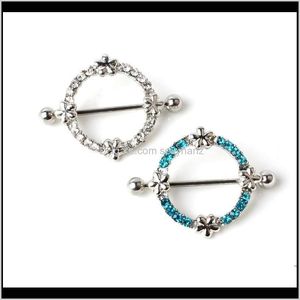 Navel Bell Button D0640 2 Aqua Clear Colors Ring Hand Style Nipple Rings Body Piercing Jewelry Dangle Accessories Fashion S5Cnf Pml9M