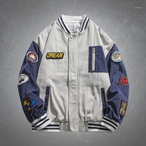 Herrenjacken Cord-Baseballjacke Herrenmode Allgleiches Retro-Patchwork Neutrale Paare Mäntel Lässiger Hip-Hop-Streetwear-Bomber