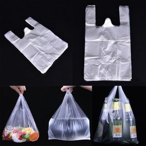 収納バッグ100pcsショッピングプラスチック中程度の厚さ再利用可能な食料品袋ハンドル食品20x30cm 28.5x18cm