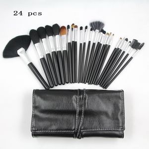 Wholesale makeup brushes pouch resale online - 24 piece Makeup Brush Sets Goat Hair Leather Pouch Beauty Tool Coloris Professional Cosmetics Make Up Brushes Kit