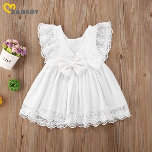 MaBaby 6M-5Y Kleinkind Kind Kind Baby Mädchen Weißes Kleid Sommer Rüschen Spitze Bogen Prinzessin Kleider Kostüme Kleidung Q0716