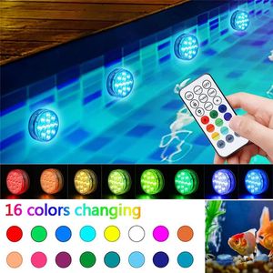 16 Color Changing Night Light Submersible LED Lights Modes Battery Remote Control Powered Lamps Outdoor IP68 Waterproof Vase Bowl Garden Party Decoration Lamp