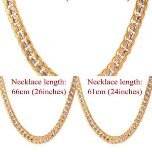 U7 - Męskie Neutralne Dwa Tone Gold Naszyjnik, Męska Biżuteria Hip-Hop, Hurtownie, Moda Neck / Długość 6 mm, Kuba Łańcuch N379 q0809