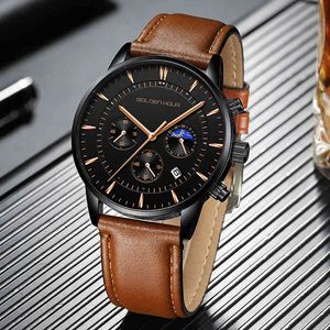 Watch Men GOLDENHOUR Top Brand Luxury Fashion Quartz Simple Watches Mens Waterproof Sports WristWatch Clock Relogio Masculino 210517