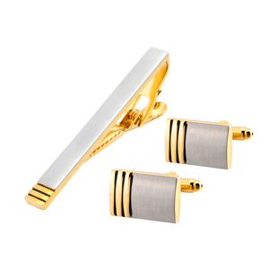 Cufflinks e Clips Mens Gold Cufflink Set Laço Pins para Homens Cuff Links Luxo Clasp Presentes de Jóias Manga De Jóias Qiqiwu