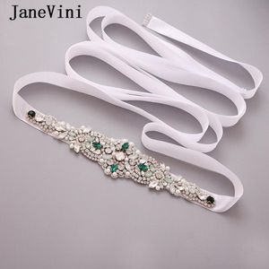 Wedding Swashes Janevini Bling Crystals Vintage Rinestone Riem Wit Lint Bridal Jurk Dames Satijn Sash Accessoires