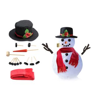 Boże Narodzenie Snowman Dekoracje Zestaw Make a Snowman Narzędzia Drewniane Przycisk Kapelusz Nos Szalik 16 sztuk / Set XD29954