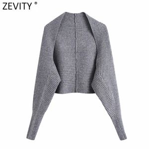 Kvinnor Revleeve Shawl Style Knitting Sweater Femme Chic Design High Street Casual Ladies Cardigans Tops S556 210416