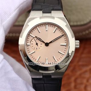 Luksusowe zegarki 2300 V / 100a-B078 Overseas Ze Stali Nierdzewnej 37mm 5300 Automatyczne Zegarek Kobiet Sapphire Kryształ Różowy Dial Skórzany Pasek Panie Zegarek