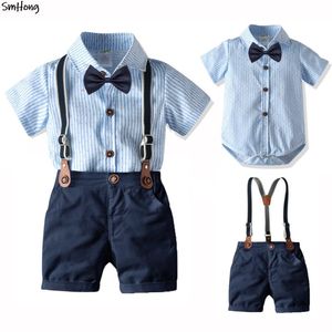 Clothing Sets Summer Boys Clothes Baby Outfit Set Bow Tie Suit Born Party Birthday Dresses 3 6 9 1 2 18 24 Months Romper
