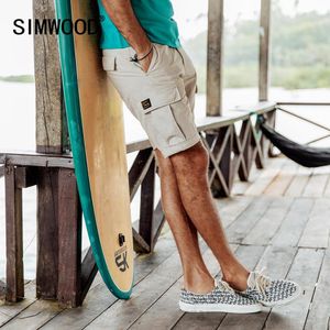 SIMWOOD Summer Cargo Shorts Men 100% Color Slim Fit Male Wash Vintage Short Fashion High Quality Hip Hop Clothes 190183