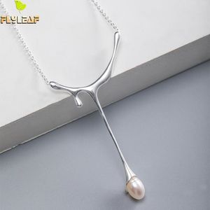 925 Sterling Silver Freshwater Pearl Long Necklace For Women Original Handmade Female Fashion Jewelry Sweater Accessories