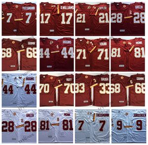 Herren Vintage Jürgensen 7 Joe Theismann John Riggins Fußballtrikots Darrell Green Grimm Art Monk 17 Doug Williams Charles Mann 21 Sean Taylor Baughs Sam Huff Trikot