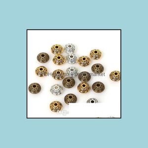 Liga Beads Loose Jóias 300 Pçs / Lot Antique Bronze / Sier / Gold UFO Forma Spacer Charms para fazer 6mm entrega de queda 2021 HHBUAA