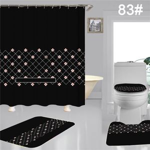 Stylish Sunflower Printed Shower Curtains 4 Piece Set Waterproof Designer Curtain Toilet Cover Mats For Bathroom Accessories