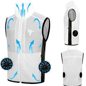 PARATAGO Summer Fan Cooling Vest Men Women Air Conditioning Cool Coat Outdoor Sun Protection Jacket USB Charing Waistcoat PC102 210923