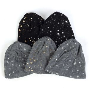 Fashion Newborn Baby Girls Splatter Paint Star Dot Cotton Beanies Toddler Ribbed Baggy Elastic Hats Unisex Outdoor Striped Caps