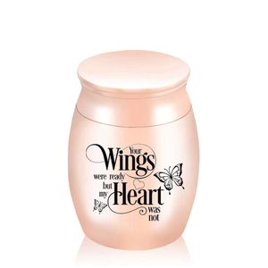 Human/pet's ashes memorial small mini non-deformable metal cremation jar -Your Wings Were Ready But My Heart Was Not--