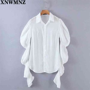 Camisas de moda coreana de verão para mulheres manga comprida blusas botão casual para cima camisa branca kawaii sopro top 210520