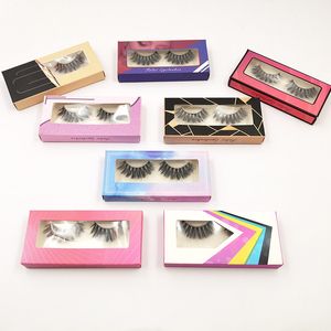 Falsche 3D-Wimpern mit Boxverpackung Wispies Fluffies Drama-Wimpern, natürliche, lange, weiche, handgefertigte schwarze Kunstwimpern