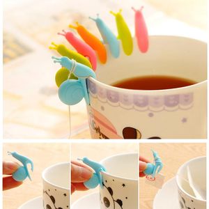 Tea Tools Cute Snail Squirrel Shape Silicone Teas Bag Holder Cup Mug Clip Candy Colors Gift RRD7079