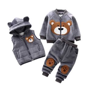 Children Autumn Winter Cotton Clothes Baby Boys Girls Cartoon Clothes Sets Kids Toddler Sports Clothing Infant Casual Tracksuits X0902