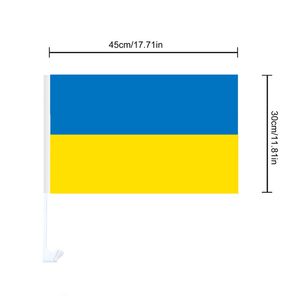 12x18 inch cm Auto vlag Oekraïne stick f lag polyester voertuigdecoratie met witte pool raamclip