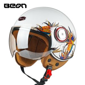 Мотоциклетные шлемы 3/4 Открытое лицо B-110B Скутер Шлем Beon Vintage Casco ECE Сертификация Moto Защитное снаряжение